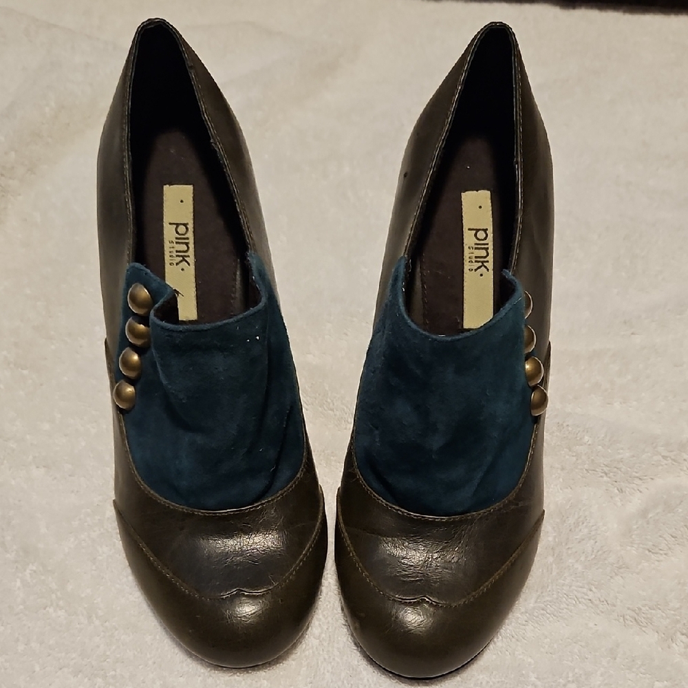 PiNK Studio Teal & Green Women's Slip-On Dress Shoes Sz 7